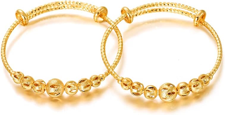 Ethlyn 2Pcs/Lot Kids Jewelry Gold Plated Adjustable Beads Bracelet Bangle Birthday Christmas Gifts for Girls 4years old - Image 1